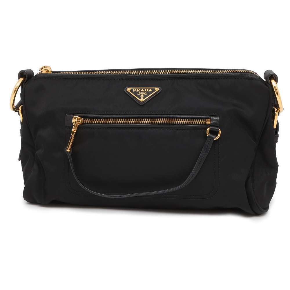 Prada Black Goldtone Shoulder Bag